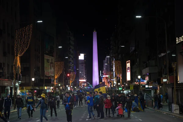 Buenos Aires Argentina Junho 2017 Fãs Boca Juniors Comemoram Obelisco — Fotografia de Stock