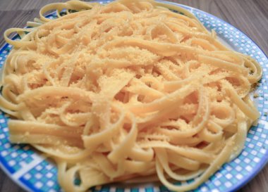 Bir spaguettis Noodles çanak yakından görünümü