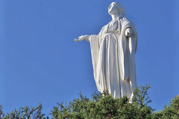 Jungfrau Maria Statue Auf Dem Cerro San Cristobal Santiago Chili — Stockfoto