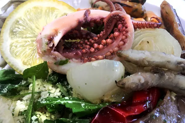 Ispanaklı Deniz Ürünleri Salatası — Stok fotoğraf