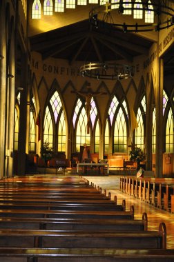 Osorno, Şili - 21 Haziran 2016: Osorno Katedrali, San Mateo Apostol Osorno, Chil içinde iç görünüm