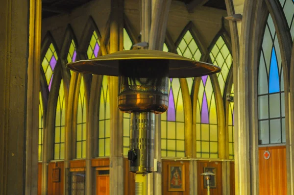 Aço Metal Gás Queimando Aquecedor Interior Uma Igreja — Fotografia de Stock