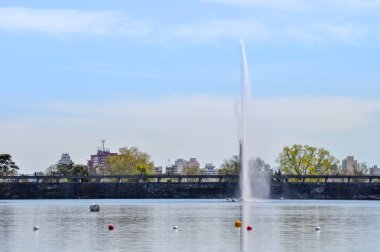 Tandil, Buenos Aires, Arjantin 'deki Lago del Fuerte' deki çeşme.