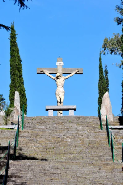 Blick Auf Die Jesusstatue Auf Dem Kalvarienberg Der Tandil Stadt — Stockfoto