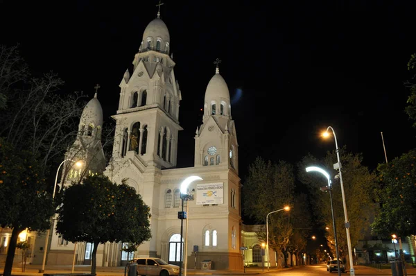 Tandil Argentina Setembro Igreja Tandil Noite Tandil Buenos Aires Argentina — Fotografia de Stock