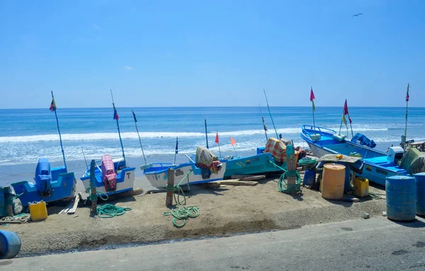 Łodzie Rybackie Wybrzeżu San Lorenzo Ekwador Pobliżu Miasta Manta — Zdjęcie stockowe