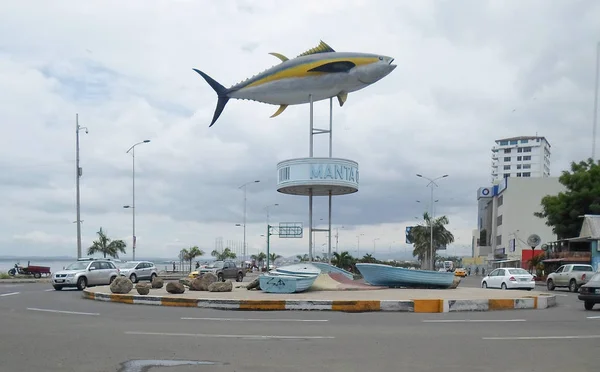 Manta Ekwador Marzec 2015 Pomnik Tuńczyka Porcie Manta Mieście Manta — Zdjęcie stockowe