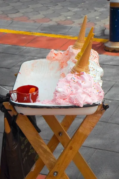 Postre Dulce Similar Helado Vende Mercado Otavalo Ecuador —  Fotos de Stock