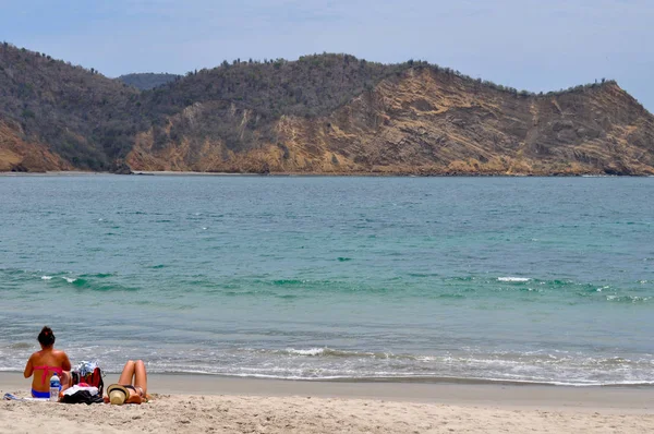 Lidé Slunění Pláži Los Frailes Parque Nacional Machalilla Puerto Lopez — Stock fotografie