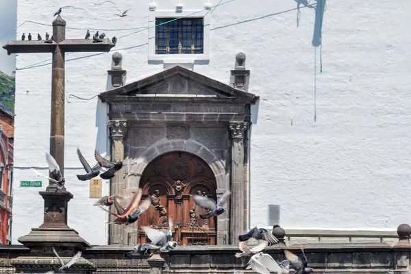 Pombos Entrada Igreja São Francisco Quito Equador — Fotografia de Stock