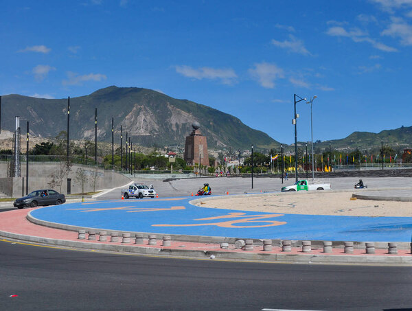 QUITO, ECUADOR - MARCH 14, 2015:: General view of the entrance of Middle of the world Monument in Quito, Ecuador