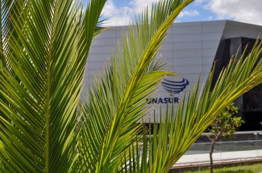 Hangi Quito, Ekvator, 08 Mart - 2015 - Modern bina Unasur, Güney Amerika ülkeleri uluslararası bir örgütte yer alan.