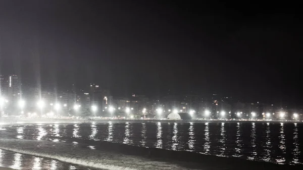 Copacabana Beach Night Rio Janeiro — Stock Photo, Image