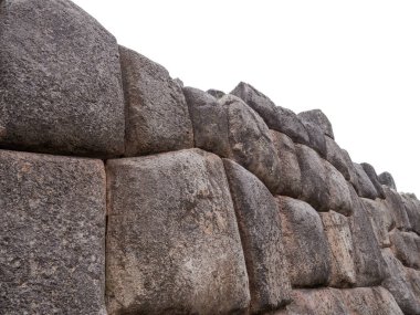Antik bir İnka duvarı Sacsayhuaman, Cuzco, Peru, Güney Amerika içinde detay