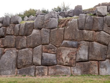 Antik bir İnka duvarı Sacsayhuaman, Cuzco, Peru, Güney Amerika içinde detay