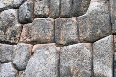 Antik bir İnka duvarı Sacsayhuaman, Cuzco, Peru, Güney Amerika içinde detay