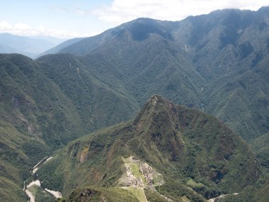 Machu Picchu başına Machu Picchu dağ, Andes, Cusco, antik Inca şehir üzerinden görüntülemek