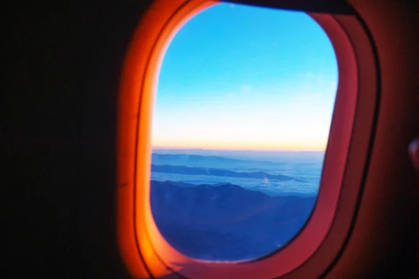 Airplane Window Sunrise — Stock Photo, Image