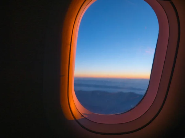 Airplane Window Sunrise — Stock Photo, Image