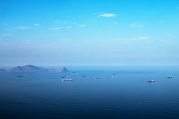 Vue Aérienne Des Navires Dans Baie Lima Pérou — Photo