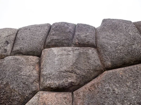 Detalhe Uma Antiga Muralha Inca Sacsayhuaman Perto Cusco Peru América — Fotografia de Stock