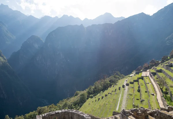 Terrazze Alle Rovine Machu Picchu Cusco Perù — Foto Stock