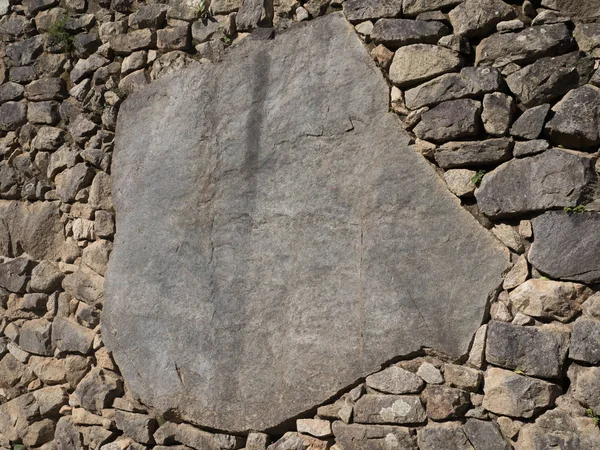 Detalhe Pedra Inca Perfeita Incrustada Nas Ruínas Machu Picchu Peru — Fotografia de Stock
