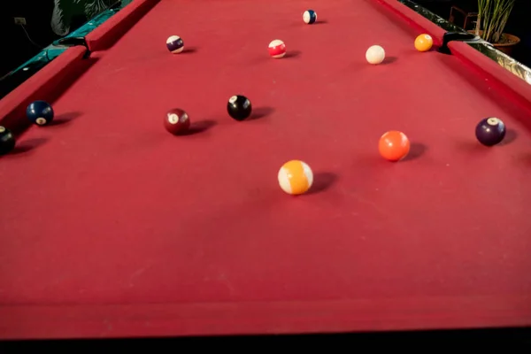 Pool Balls Red Table — Stock Photo, Image