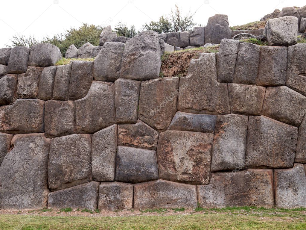 Detail of an ancient Inca wall in Sacsayhuaman, near Cusco, in Peru, South America
