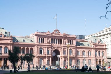 Buenos Aires, Arjantin - 18 Temmuz 2017: Casa Rosada (pembe evde) Buenos Aires Argentina.La Casa Rosada Arjantin hükümeti yürütme organı resmi merkezi olduğunu 