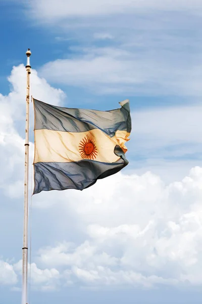 Argentina Flagga Vajande Utomhus — Stockfoto