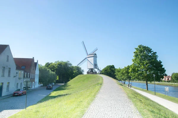 Molino Viento Madera Brujas Bélgica —  Fotos de Stock