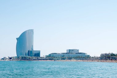 Barcelona, İspanya - 19 Haziran 2017: Kıyıları Barselona, İspanya genel bakış