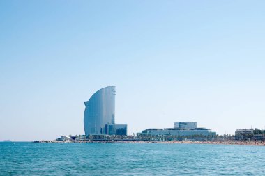 Barcelona, İspanya - 19 Haziran 2017: Kıyıları Barselona, İspanya genel bakış