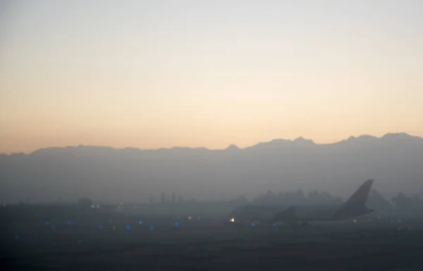 Airplane Mist Sunrise — Stock Photo, Image