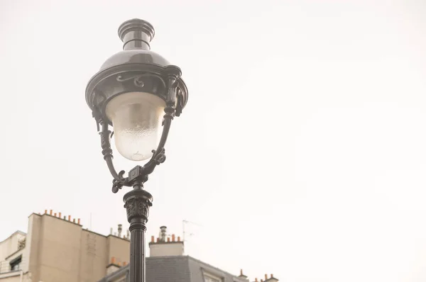 Détail Vieux Lampadaire Dans Une Rue Paris — Photo