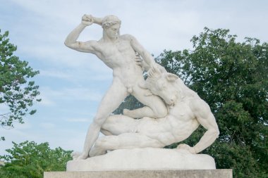 Theseus and Minotaur, 1821, statue by Etienne Jules Ramey (1796-1852), Tuileries Garden, Paris clipart