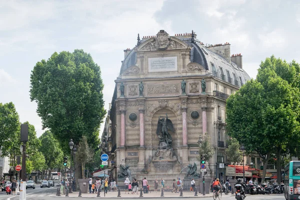 Париж Франция Июня 2017 Года Париж Сен Мишель Фонтен Франции — стоковое фото