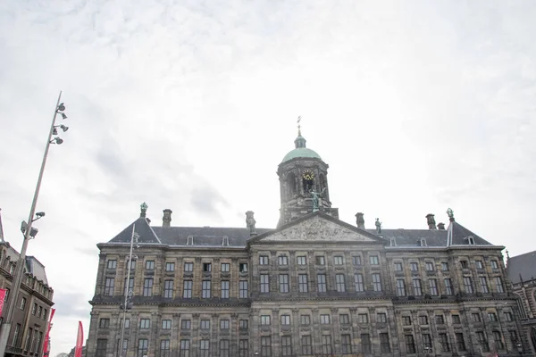 Palacio Real Junto Nieiwe Kerk Nueva Iglesia Plaza Presa Amsterdam —  Fotos de Stock