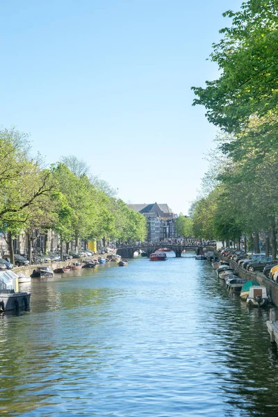 Amsterdam Kanalları Amsterdam Hollanda Nın Başkenti Kalabalık Olduğunu — Stok fotoğraf