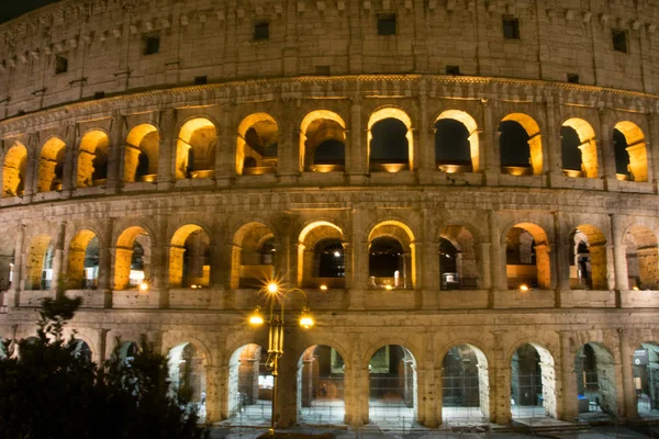 Vista Noturna Coliseu Roma Itália — Fotografia de Stock