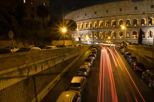 Nacht Uitzicht Het Colosseum Rome Italië — Stockfoto