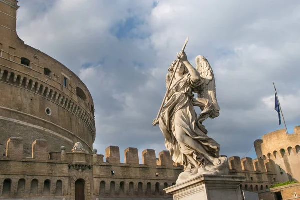 Berninis Marmorstaty Angel Från Bron Sant Angelo Rom Italien — Stockfoto