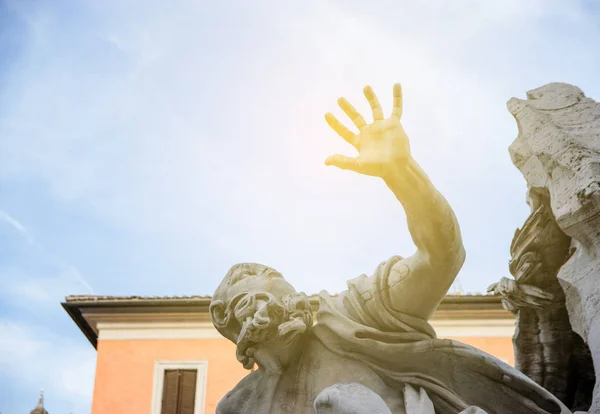 Фонтан Четырех Рек Fontana Dei Quattro Fiumi Обелиск Agonale Площади — стоковое фото