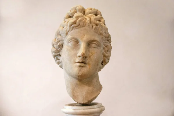 Rzeźba Antyczna Głowy Apollo Łaźni Dioklecjana Thermae Diocletiani Rzymie Włochy — Zdjęcie stockowe
