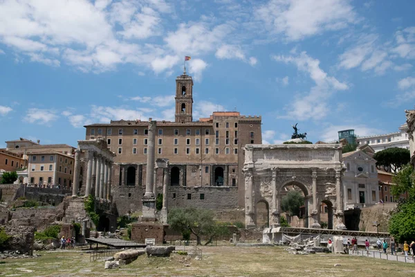 Rom Italien Maj Allmänna Uppfattningen Roman Forum Ruinerna Rom Italien — Stockfoto