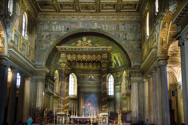 Vista Geral Altar Basílica Papal Santa Maria Maior Decoração Ouro — Fotografia de Stock