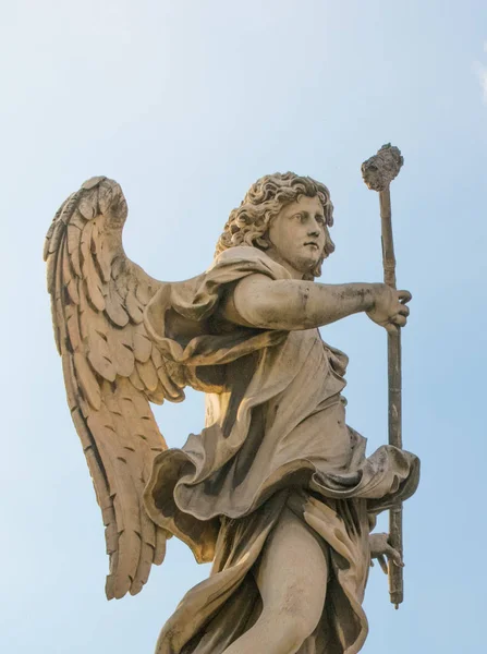 Berninis Marmorne Engelstatue Von Der Sant Angelo Brücke Rom Italien — Stockfoto