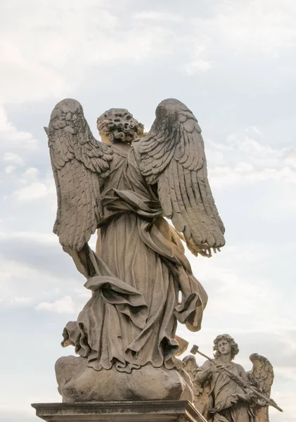 Berninis Marmorne Engelstatue Von Der Sant Angelo Brücke Rom Italien — Stockfoto