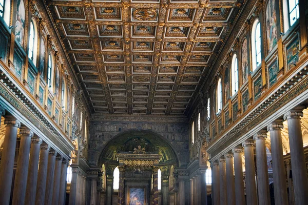 Vista Geral Altar Basílica Papal Santa Maria Maior Decoração Ouro — Fotografia de Stock
